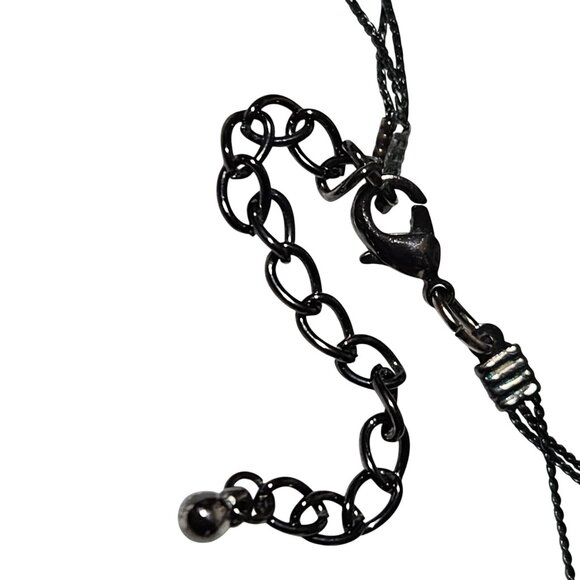 Boho Chic Black Clear Beaded Multi Strand Necklace Geometric Shapes Jewelry - Picture 3 of 5